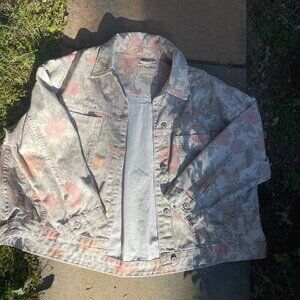 Free People Floral Printed Denim Jacket